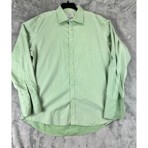 Charles Tyrwhitt Light Green Herringbone Non Iron Dress Shirt Men's 18/37in